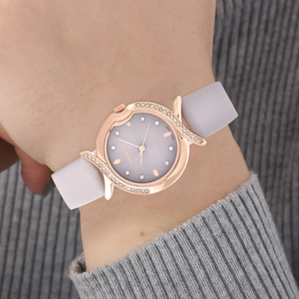 Purple Watch with White Austrian Crystals
